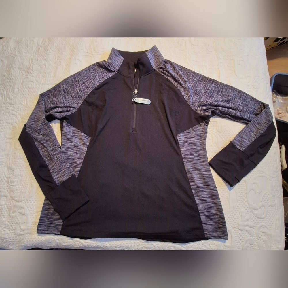 Danskin Now womens XXL 2X black & gray long sleeve pull over shirt NWT